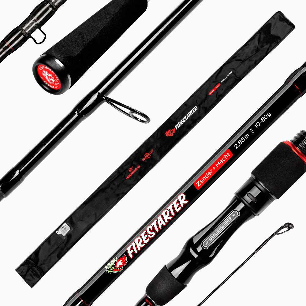 Lieblingsköder Firestarter Zander Hecht 2,65m 10-80g Spinnrute Spinning Rod DA