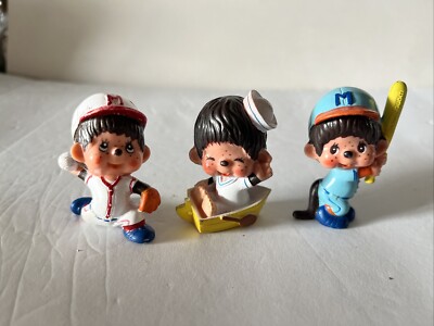 Sekiguchi Monchichi Figure Vintage 1979  Boater Sailor, Baseball Baseball