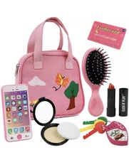 New Click N’ Play 8 Piece Girls Pretend Play Purse  Lights up & Makes Sounds