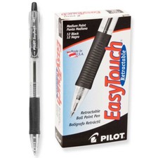 32220 Pilot EasyTouch Ballpoint RT Pen, Medium Point, Black Ink, Pack of 24