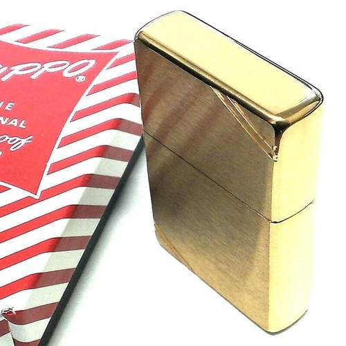 Zippo Oil Lighter 1937 Replica Flat Top Diagonal Line Gold Brass Satin Japan - Picture 5 of 6