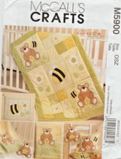 Baby's Cute BEAR  BEE APPLIQUE QUILT, Blanket, Pillow, Bib Toy - McCalls 5900