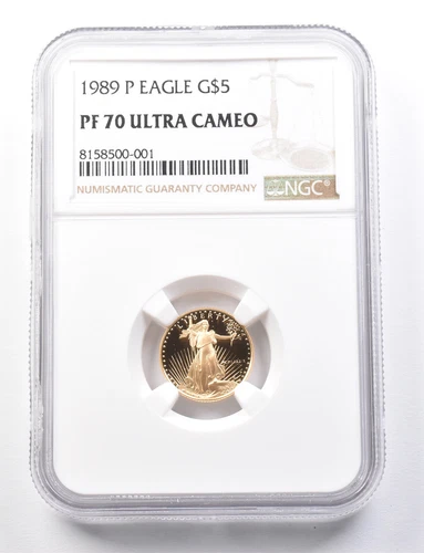 1989-P $5 American Gold Eagle 1/10 Oz Gold PF70 UCAM NGC *4181
