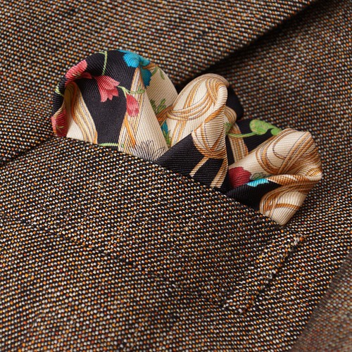 NWT $2895 D'AVENZA Brown-Orange Woven Melange Linen-Wool Sport Coat 40 R - Picture 5 of 9