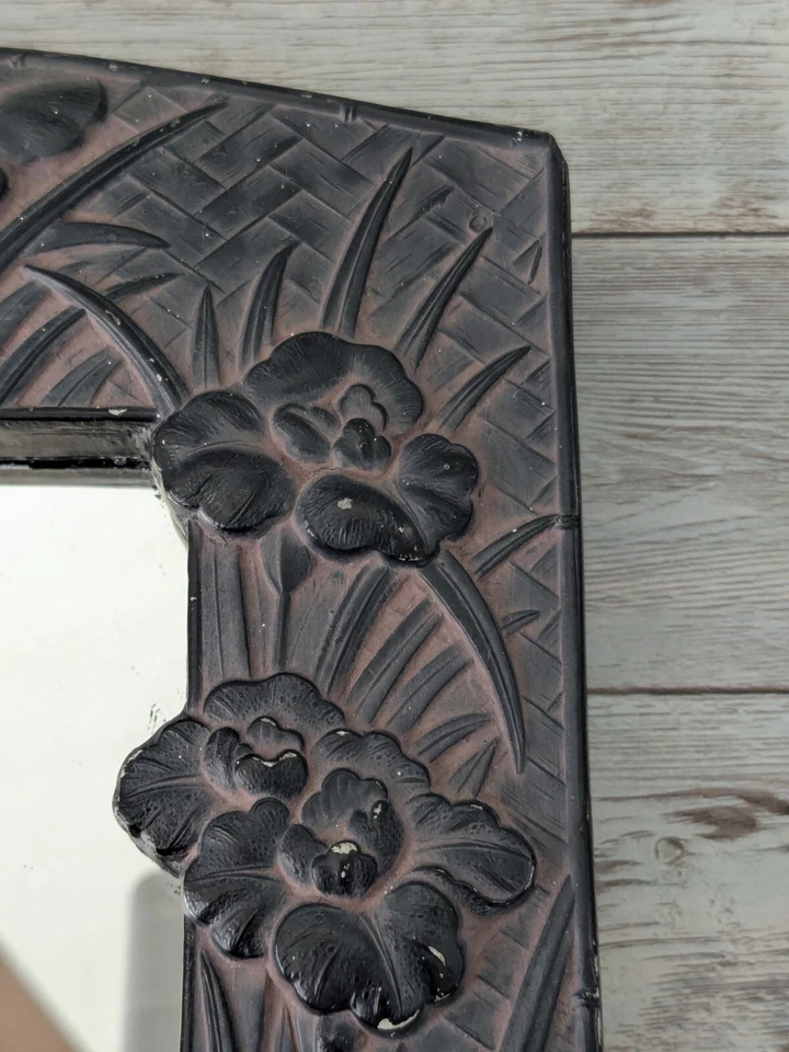 Espelho Art Nouveau vintage giz armação íris estilo chippy gasto - Imagem 2 de 4