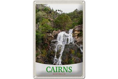 Blechschild Reise 20x30 cm Cairns Australien Wasserfall Natur Schild tin sign