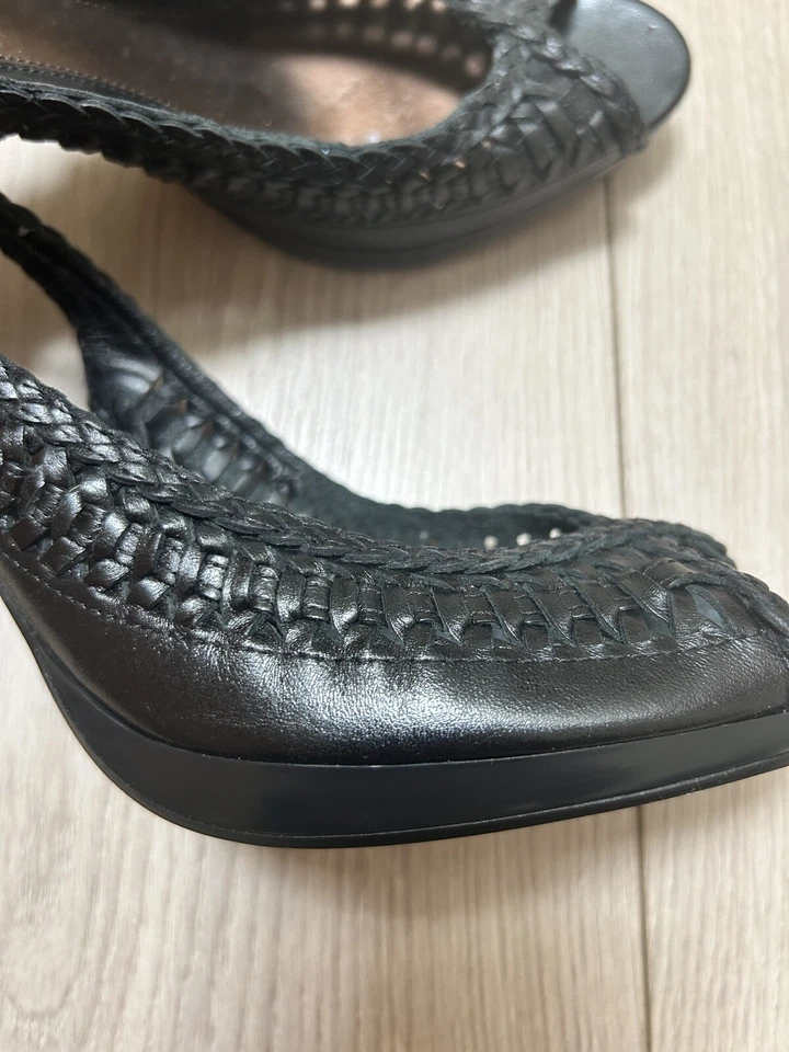 ¡NUEVO! Bandolino Slingback/NEGRO Tejido Plataforma Peep Toe Tacones - Talla 10M Foto 2 de 4