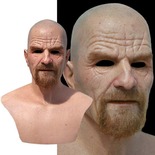 Breaking Bad Walter White Mask Halloween Bald Beard Old Man Party Cosplay Props - Picture 1 of 3