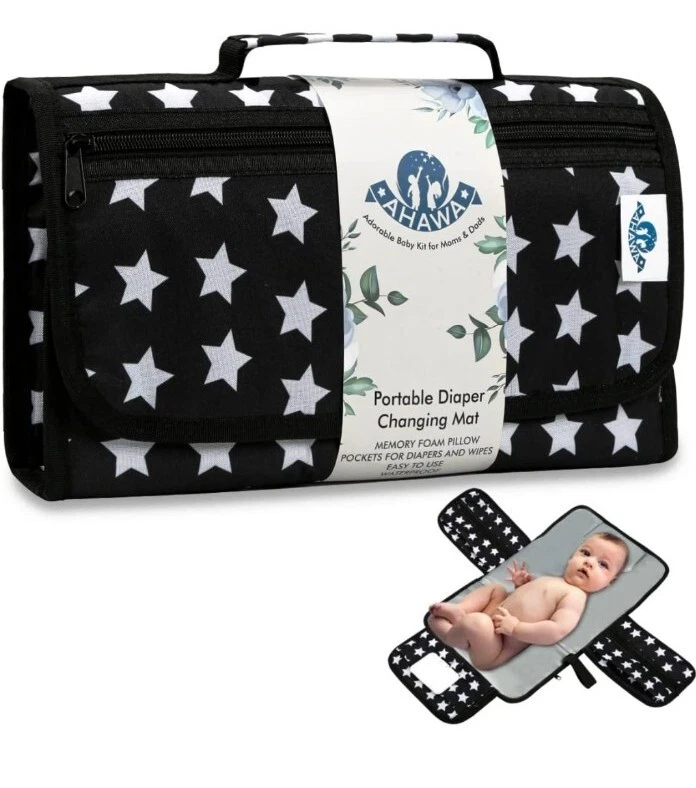 Portable Comfortable Baby Changing Pad w/ Built-In Head Pillow & Foam Padding