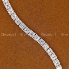 7" inch Long Tennis Bracelet 7 Carat Round Brilliant Cut Solid 14K White Gold