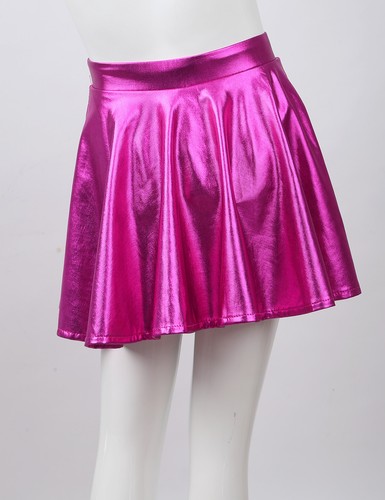 Kids Girls Pleated A-line Skirt Ice Skating Shiny Ruffled Skirts Stage Dancewear - Picture 16 of 107