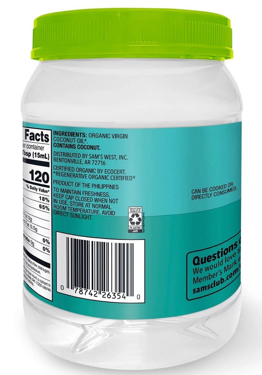 Member's Mark Organic Virgin Coconut Oil 56 oz FRESH | eBay