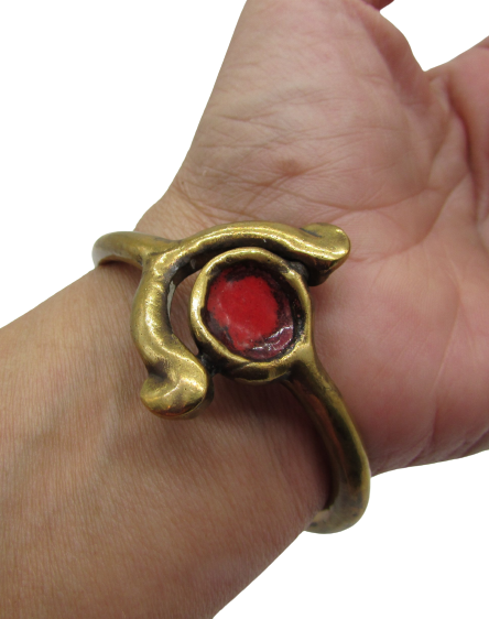Bracelet Vintage St Luc - Créateur - Bronze Et émaux Multicolores - Style Moderniste - Occasion Porté
