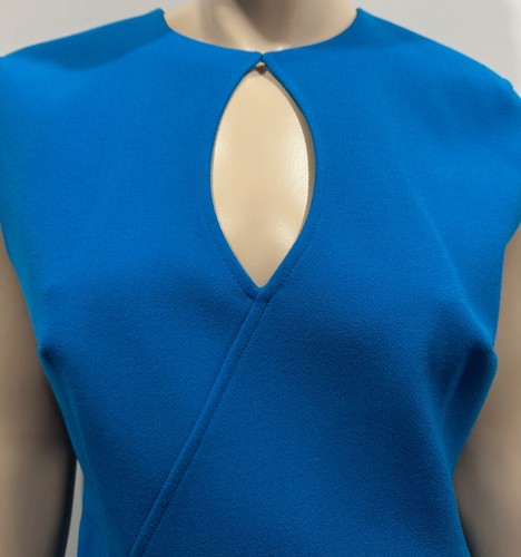 ROLAND MOURET Bright Blue Cap Sleeve Exposed Zipper Pencil Dress - UK 12 - Picture 4 of 10