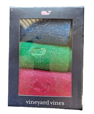 Vineyard Vines Girls' Pastel Lurex 3-Pack Socks Blue/Green/Pink Colors One Size