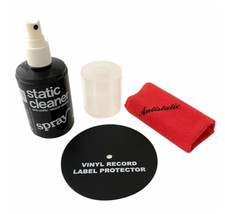 Anti-Static Record Cleaner Spray, LP Vinyl Cleaning Cloth, w/ Label Protector