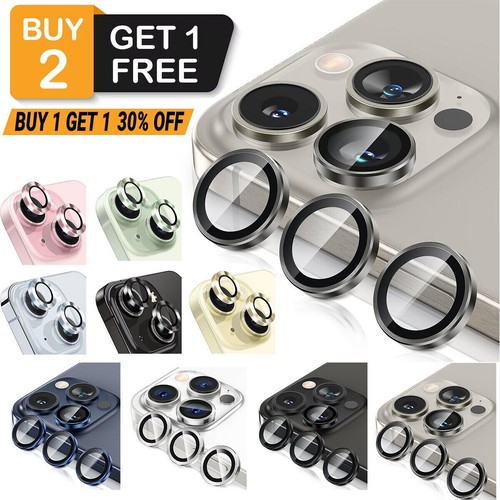 Für iPhone 16 15 Pro Max Plus Metall Ring Hartglas HD Kamera Linse Schutz - Bild 10 von 26