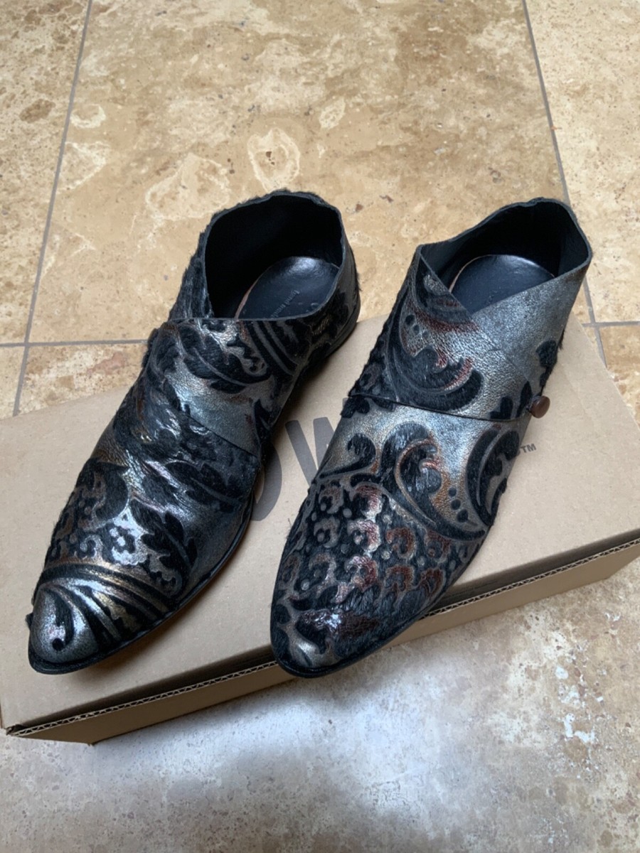 CYDWOQ Edge Victorian Shoe Silver Black Button Leather 40  display picture 3