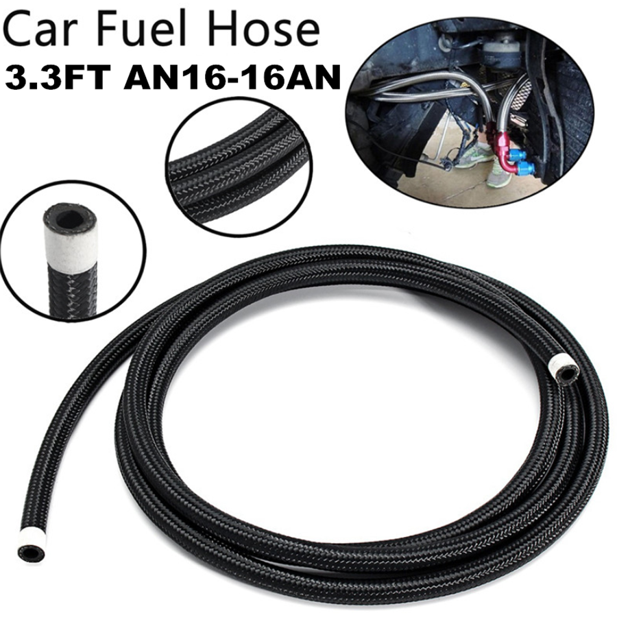 AN16 Nylon Steel Braided Hose – 3.2 Feet (1 Meter) – 1500 PSI – Oil / Fuel / Gas / Radiator Line