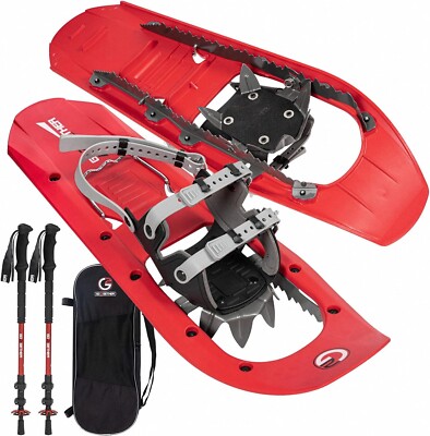 G2 GO2GETHER 30'' Side Crampon Snowshoes & Trekking Pole Set - Red