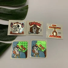 BJ Vintage 80s Metallic Stickers Lot Unidog Fall Bat Dog Small Hanging Around