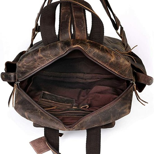 Vintage Büffelleder Rucksack mehrere Taschen Reisetasche für Männer/Frauen - Bild 5 von 7
