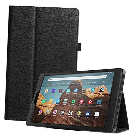 Folio Case for Amazon Fire HD 10 Tablet (Compatible with 7th and 9th Black