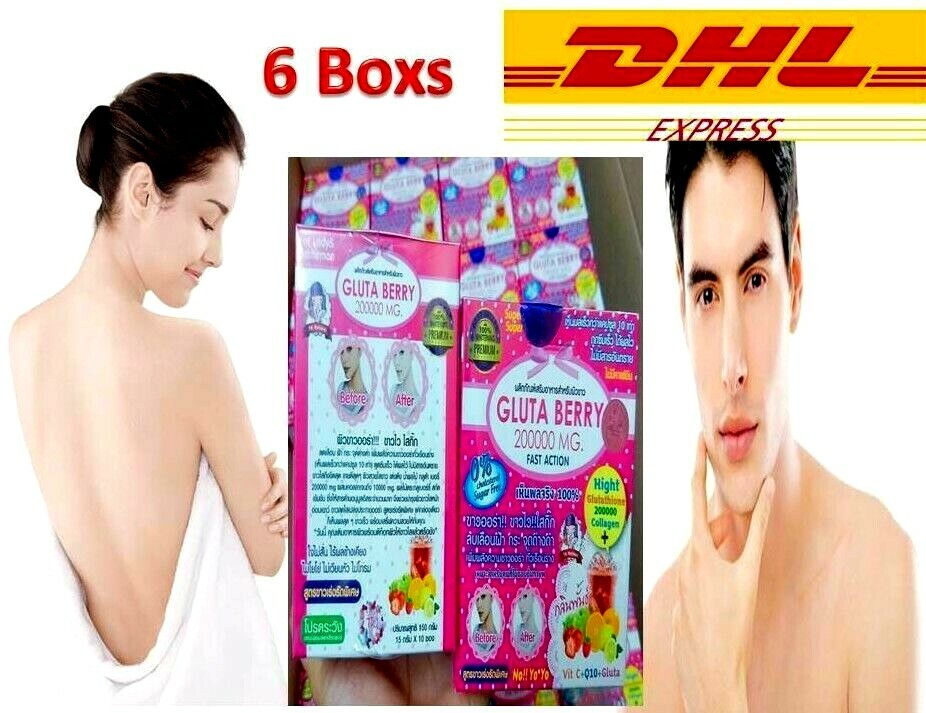 berry glutathione 6 Boxs Gluta Berry 200000 Mg Whitening Skin Anti-Aging Reduce Freckles 60  sachet