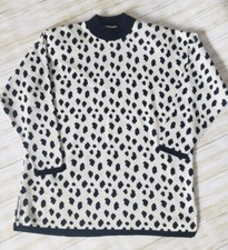 MADE IN USA Karen Lessly Womens Animal Print Sweater Mock Turtle Neck 80's Style