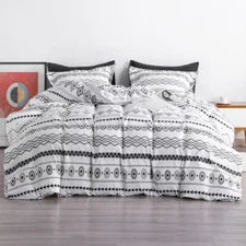 Satin Fade Wrinkle Resistant Boho Duvet Cover with Pillow Sham Set Easy Care