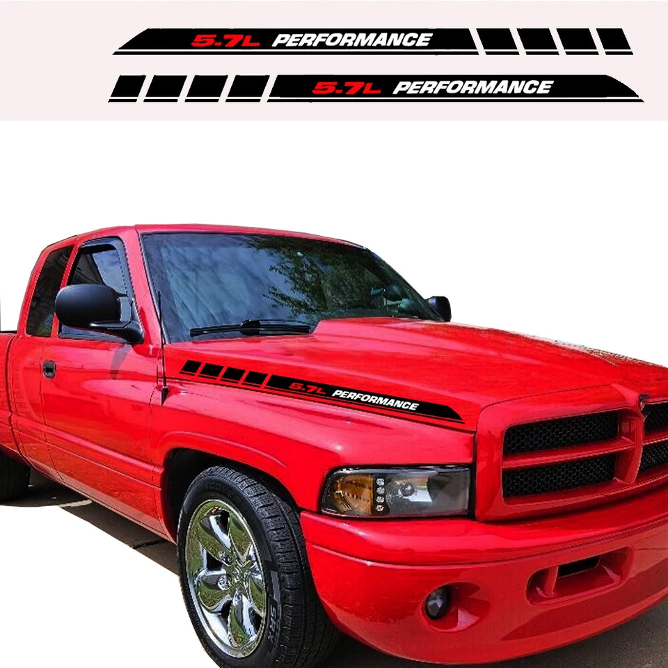Emblema de calcomanías de capó de auto de rendimiento de 5,7 L para camioneta Dodge Ram 1500 2500 3500 2 un. Foto 2 de 4