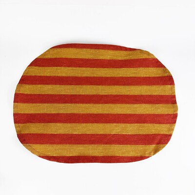 NEW IKEA Krosamos Orange Red Striped Placemat Oblong 17.75''x13.75'' Linen/Cotton
