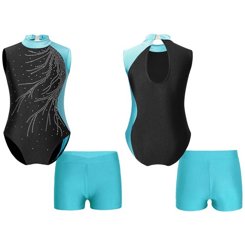 Kids Girl's Leotards And Shorts Stage Jumpsuit With Boyshorts Holiday Unitard - Picture 4 of 45