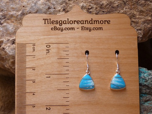 Hermosos pendientes triangulares de piedras preciosas azules hechos a mano turquesa y ópalo NUEVOS Z1 - Imagen 6 de 7