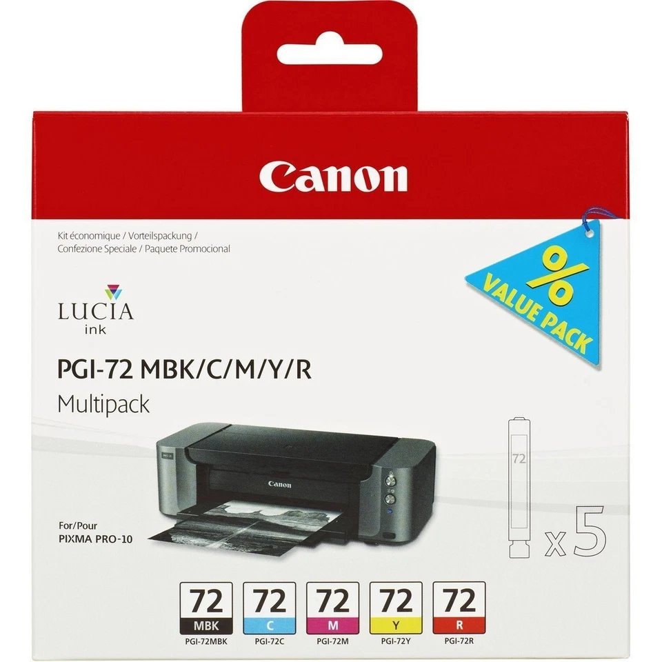 Canon Multipack de cartouches d'encre PGI-72 MBK/C/M/Y/R 5 - Photo 1/1
