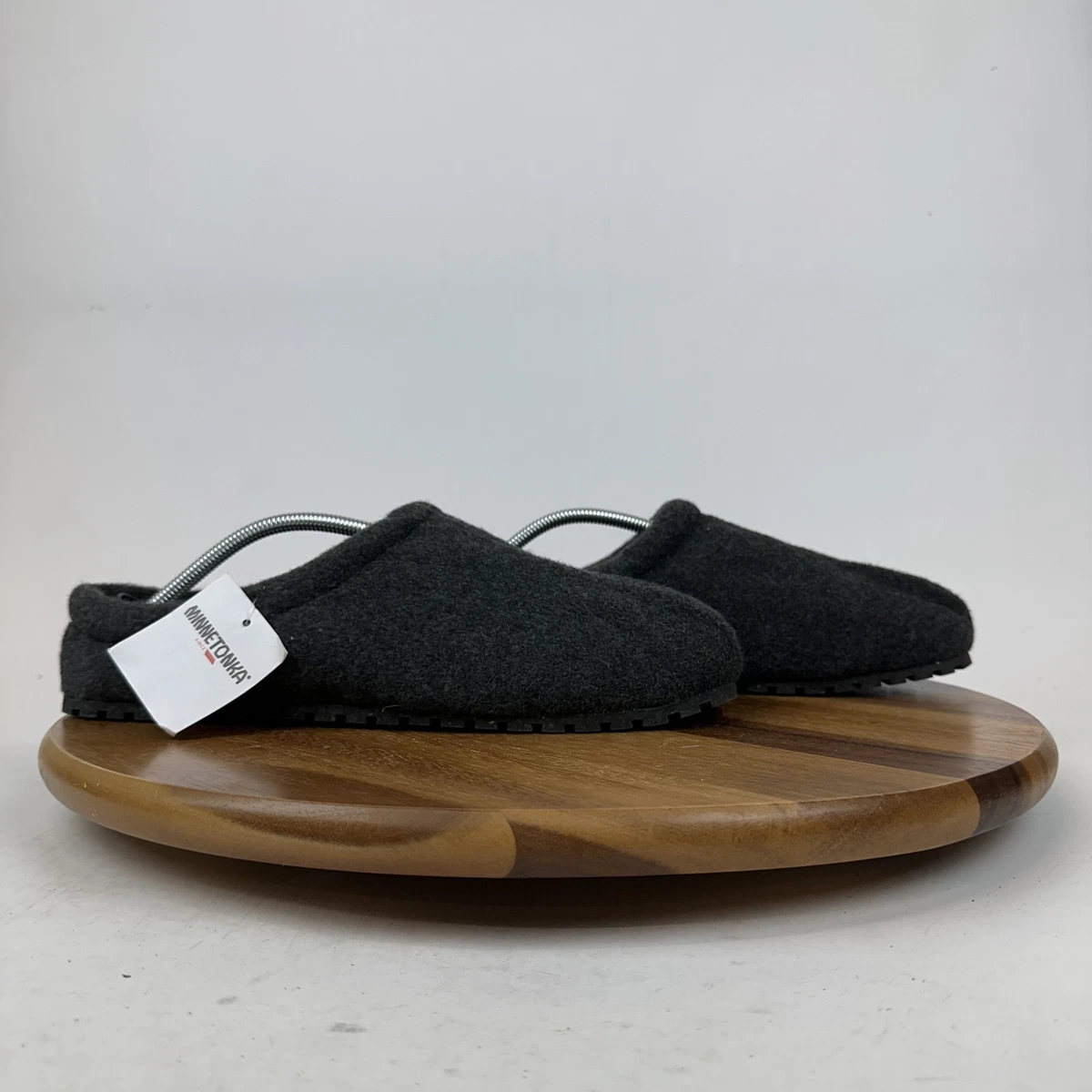 New Mens Minnetonka Neil Charcoal Wool Blend Slip On Indoor Clog Slipper Size 12 Amazon.com | Minnetonka Plaid Lined Hardsole - Moccasin  main image 4