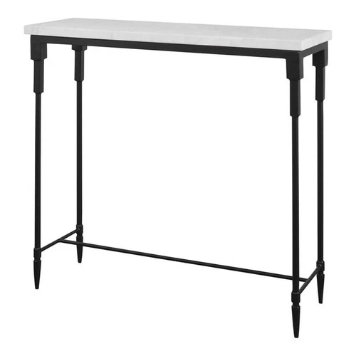 Uttermost Bourges Marble and Iron Console Table in White/Black - Picture 1 of 6
