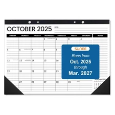 Desk Calendar 2025-2026, 18 Months from Oct. 2025 to Mar. 2027, 17"x12" Acade...