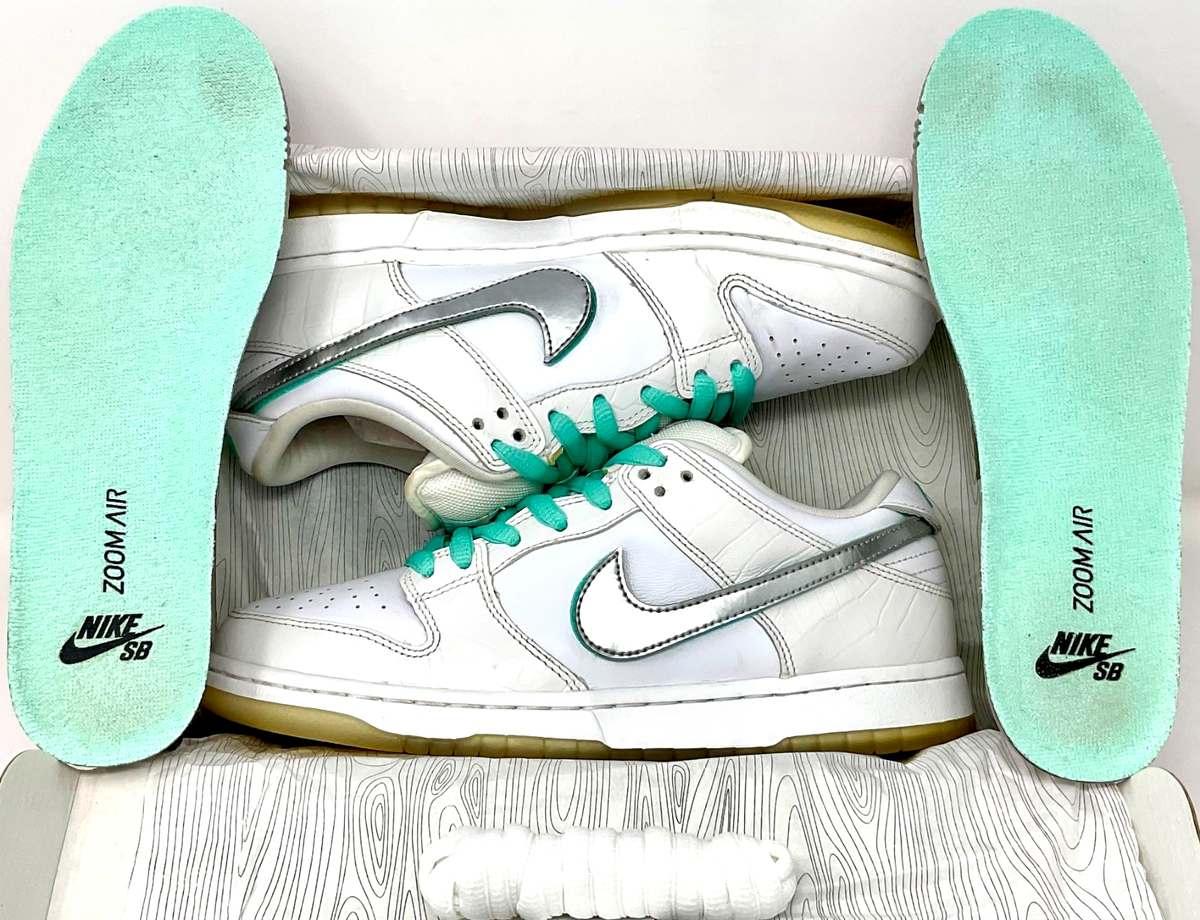 Nike SB Dunk Low Pro x Diamond Supply WHITE Size 8M BV1310-100