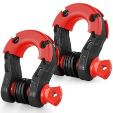 2 Pcs 3/4" D Ring Shackle 8T w/Rubber for Tow Strap Winch Recovery Offroad