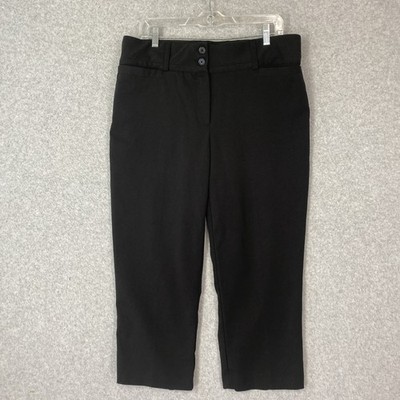 Maurices Capri Dress Pants Womens 11/12 Black Mid Rise Straight Stretch Waist