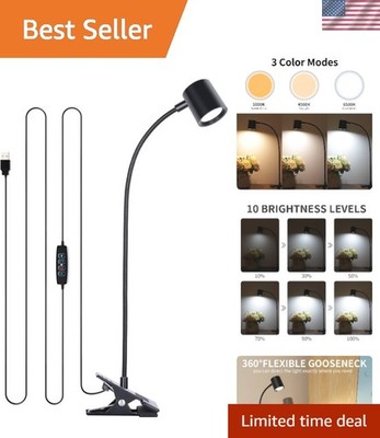 Adjustable USB Reading Light: 3 Modes, 10 Levels for Safe Bedtime Reading