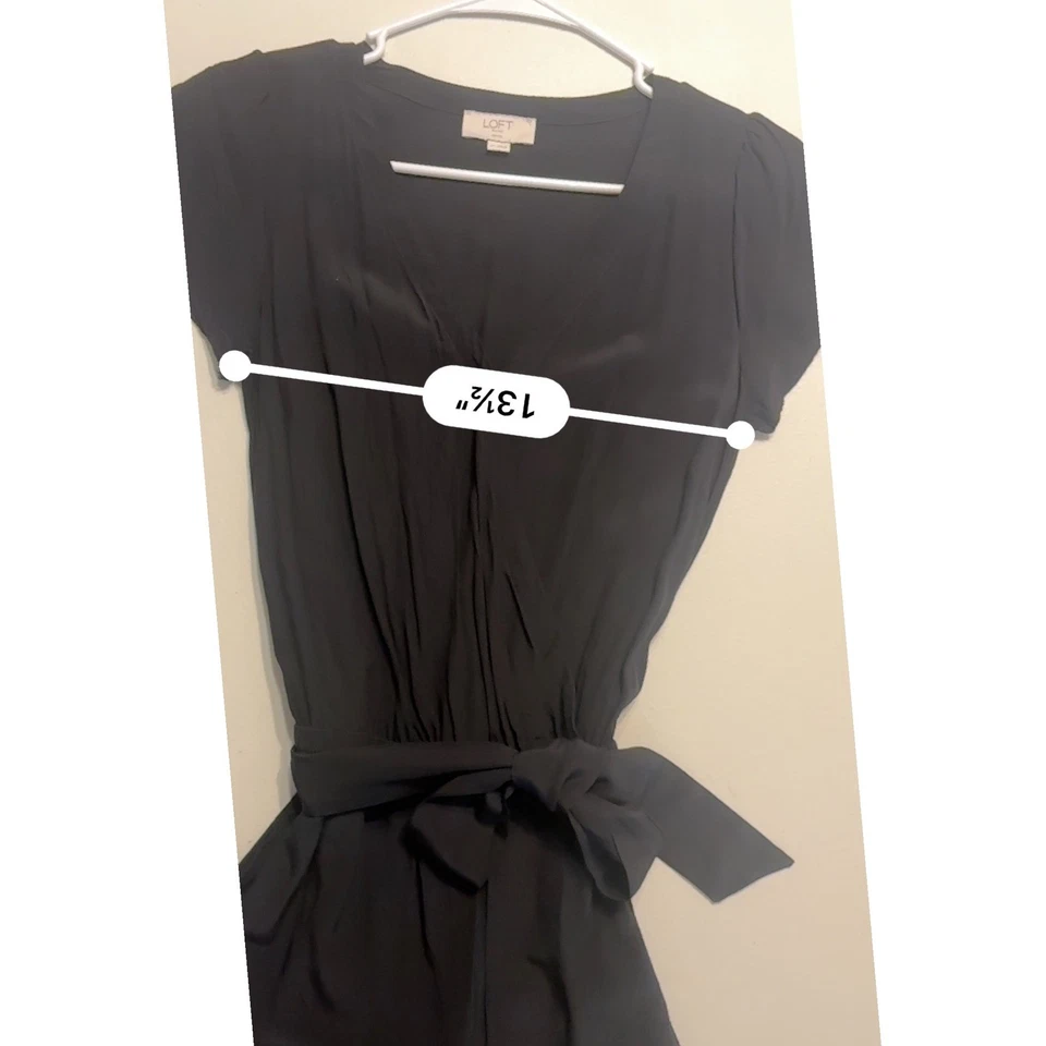 Loft Outlet Petite Black Romper Tie Waist Short Sleeve womens Size 0P teens - Image 2 of 4