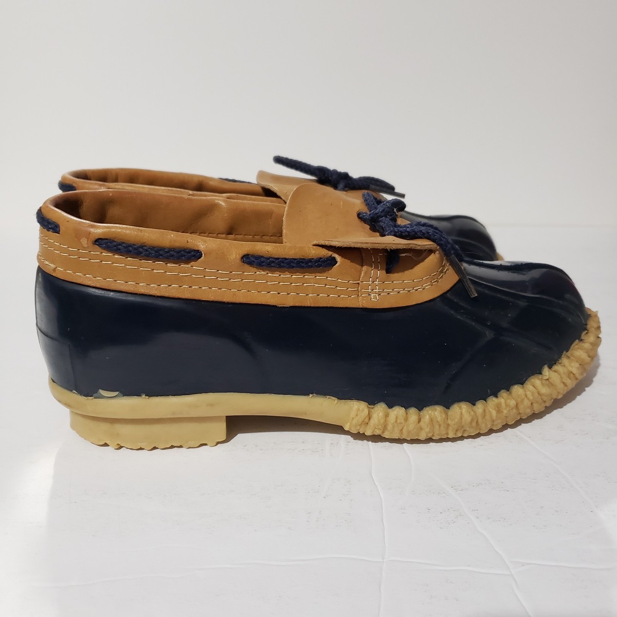 Sporto Duck Shoes Womens 8 Tan Navy Waterproof Ankle Rain Shoes
