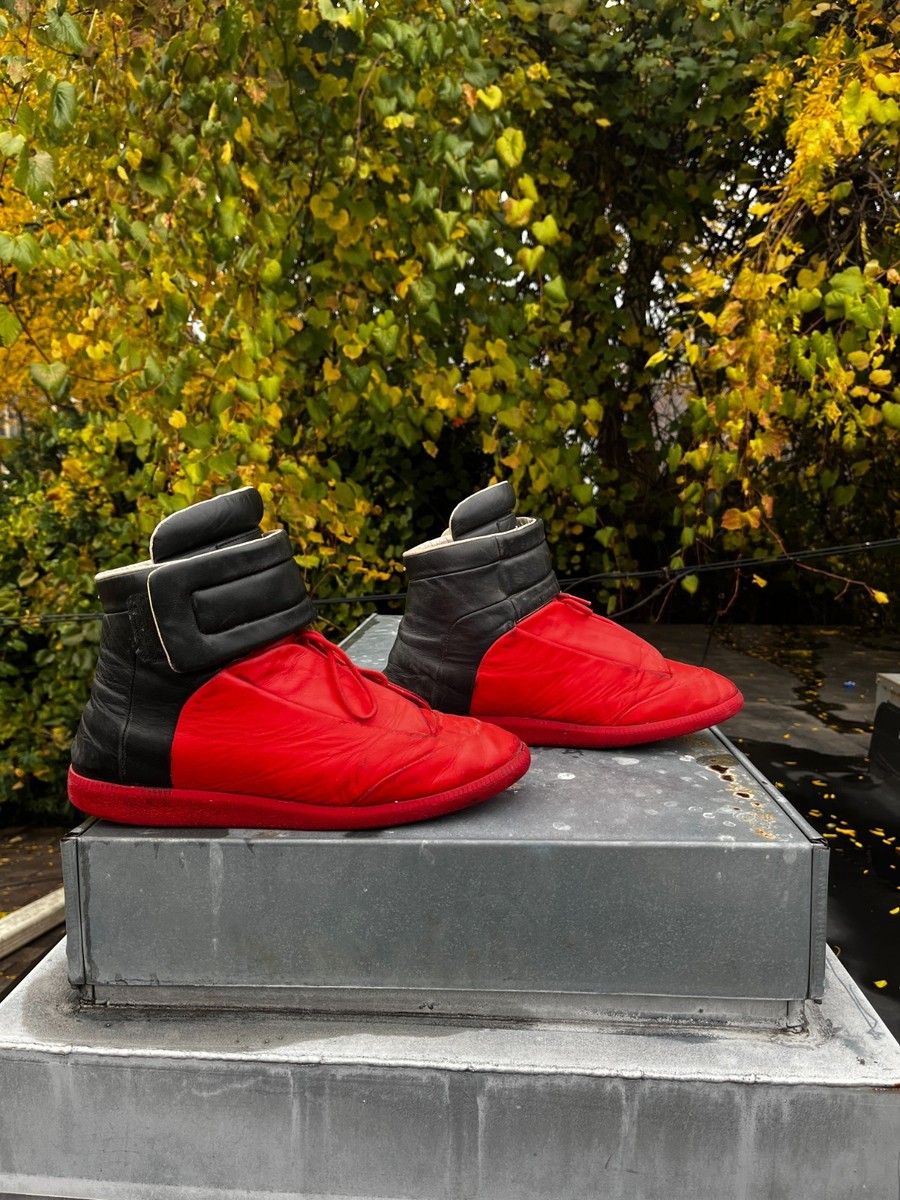 Maison Margiela Future Red Black Men 47 Suede Leather High Top