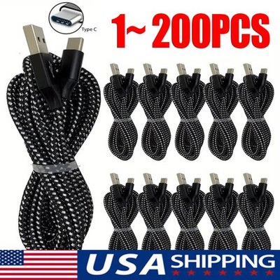 Lot USB-A to Type-C Fast Charging Data SYNC Charger Cable Cord 3/6FT LONG