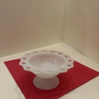 Anchor Hocking Style Milk Glass Bowl Open Lace Edge Vintage No Maker Mark Mint