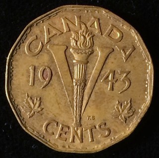 1943 Canada "Tombac" Victory in WW2 Nickel King George VI