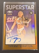 2026 Topps Chrome WWE Tiffany Stratton 1986 Superstar Auto Gold Refractor /50