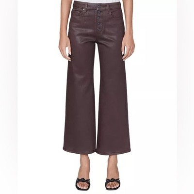 PAIGE Anessa Jeans 33 NWT Chicory Luxe Coated Ankle Flare Exposed Button Fly